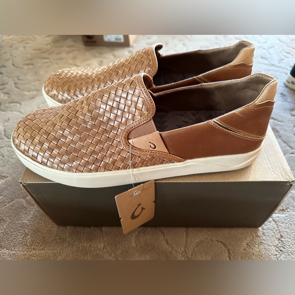 Olukai Lae’ Ahi Lauhala leather slip on- men’s 12-NIB